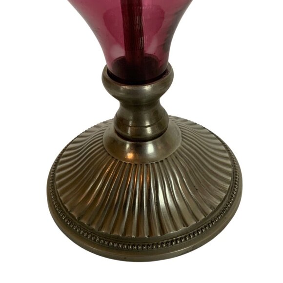 Vintage Yankee Candle Nickel & Cranberry Glass Candle Holders Set Of 2 India - Picture 4 of 6